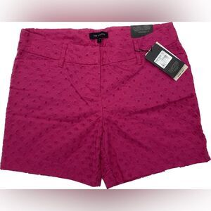 The Limited Tailored Shorts 4 Hot Pink Eyelet 100 Cotton Solid Flat Front NWT